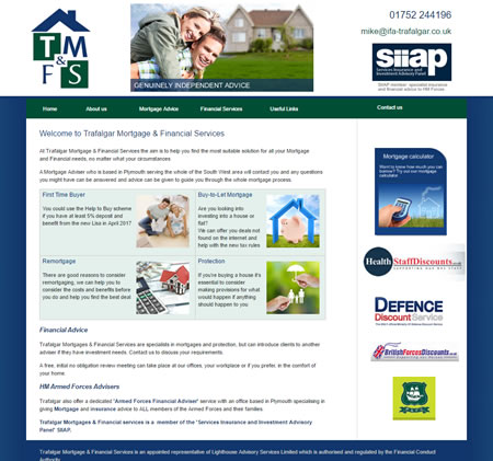 Mortgage & Protection web design - Trafalgar Mortgages